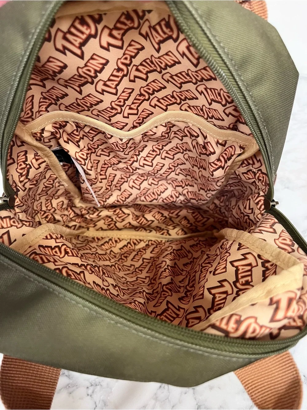 Disney Loungefly Talespin Iconic 90's cartoon mini backpack olive green canvas